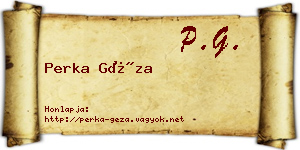 Perka Géza névjegykártya